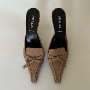 Vintage Prada ostrich leather mules
